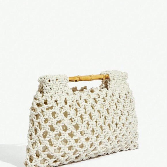 Beige Vacation Women's Woven Clutch Bag - Picture 4 of 6